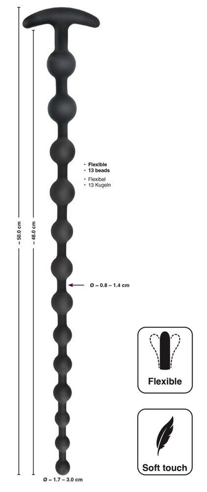 6-Black Velvets Anal Beads Silic-6