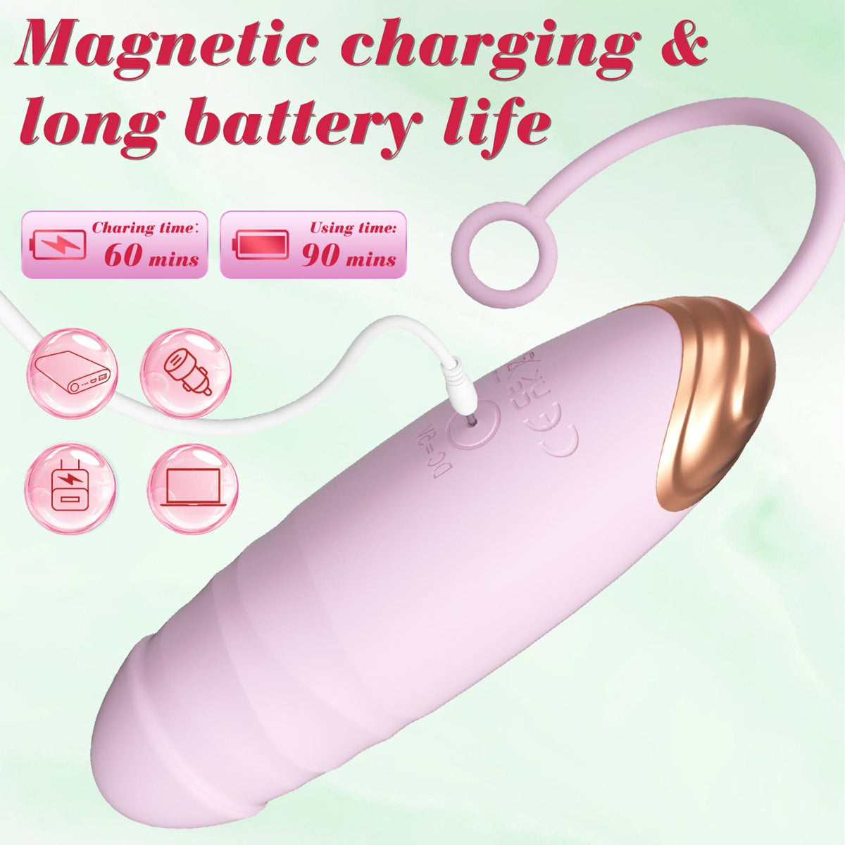7-Vibrating Silicone Love EGG USB 7 vibration and thrust functions / Remote control Pink-7