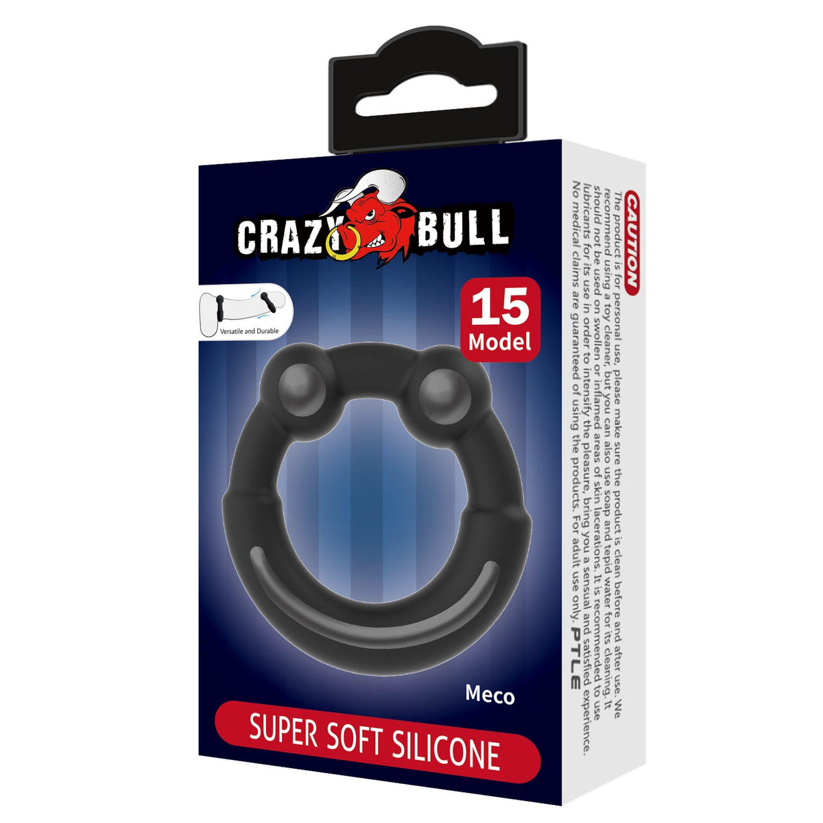 5-Pierścień erekcyjny super miękki silikonowy MECO Crazy Bull wodoodporny-5