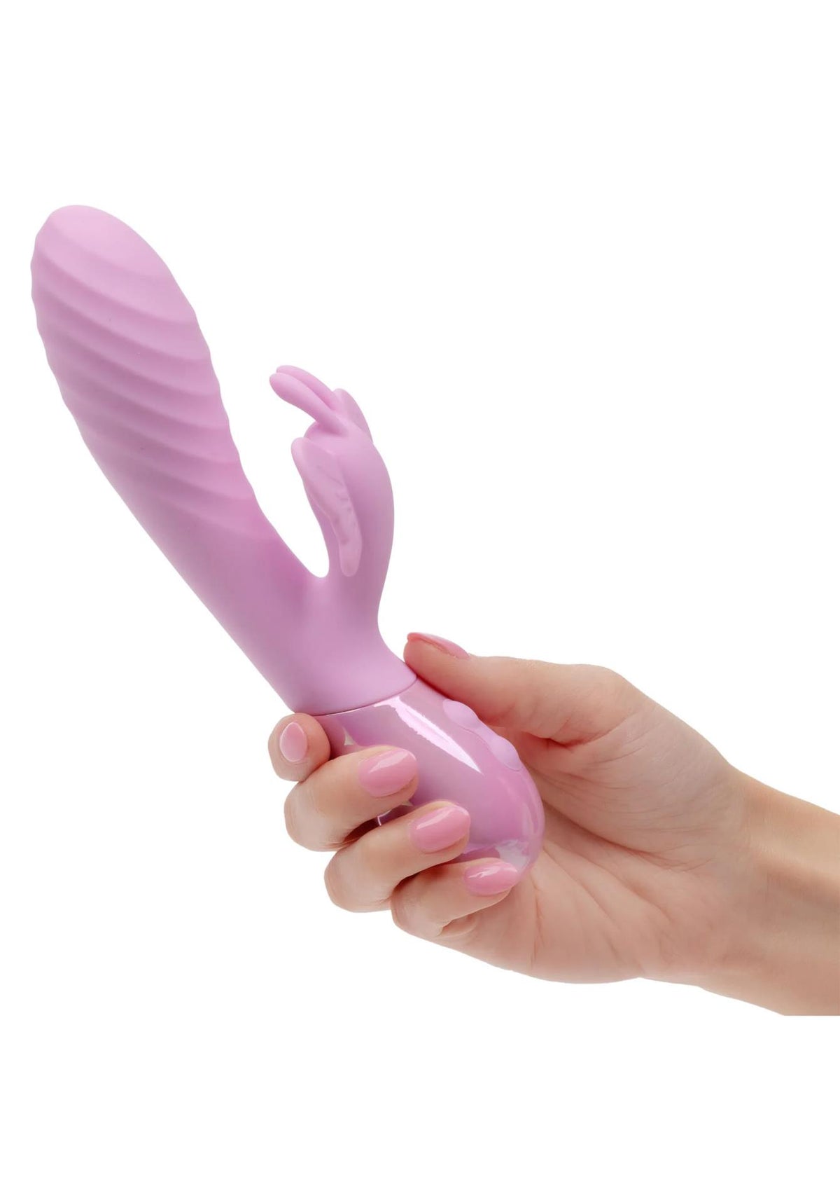 5-Wibrator króliczek Aura Dual Flutter Calexotics różowy USB 11,5 cm-5
