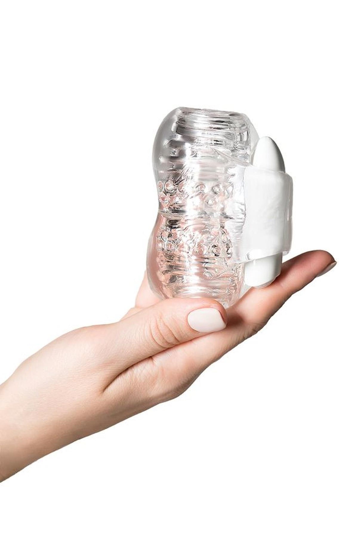 8-Wibrujący masturbator Lingam Khani transparentny 9 cm-8