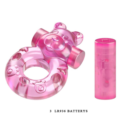 7-Vibrating Bear Cock Ring – Pink-7
