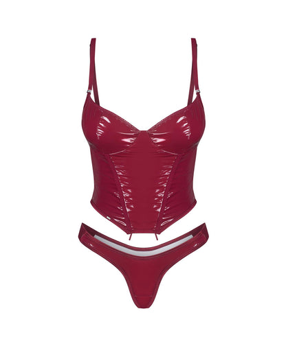 7-Błyszczący lakierowany gorset z stringami Obsessive Redya 2XL/3XL-7