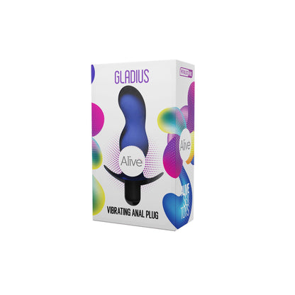 7-Wibrujący korek analny Alive Gladius niebieski 11 cm-7
