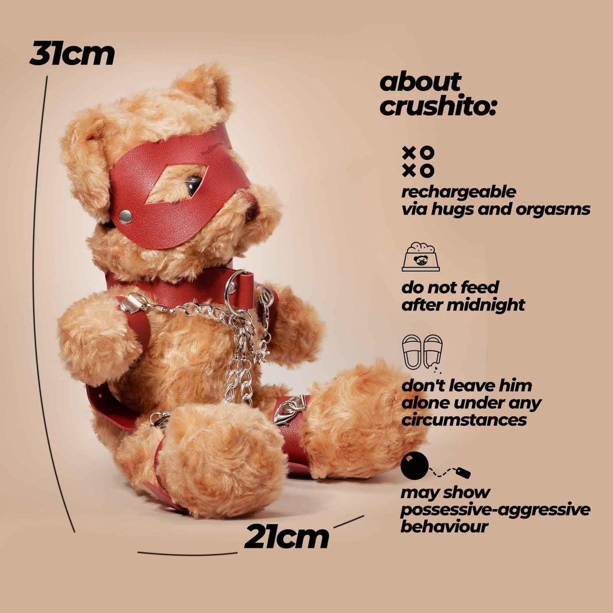 7-Miś bondage Crushito Crushious czerwony 31 cm-7