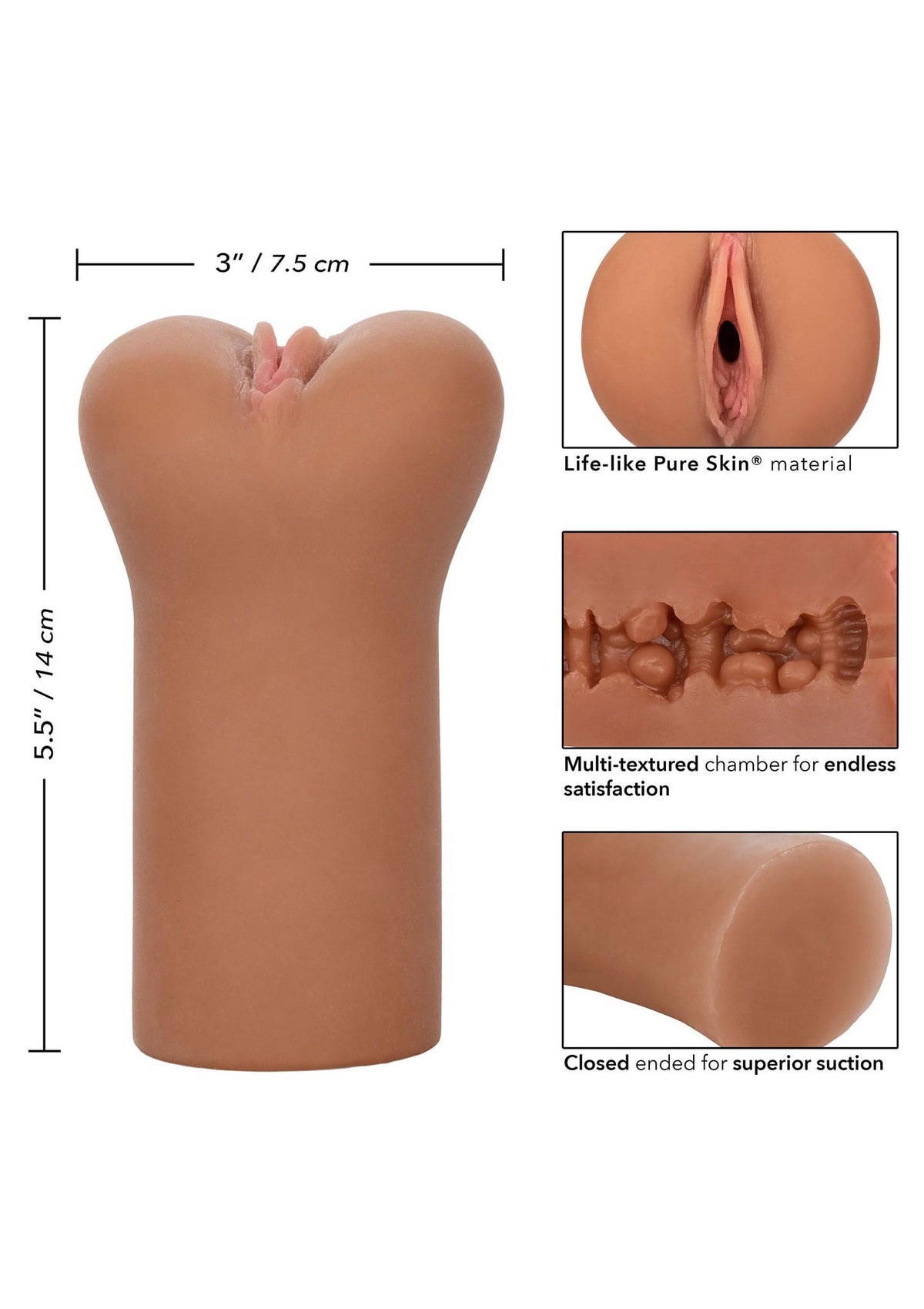 7-Masturbator Boundless Vulva TPE karmelowy 14 cm wodoodporny-7