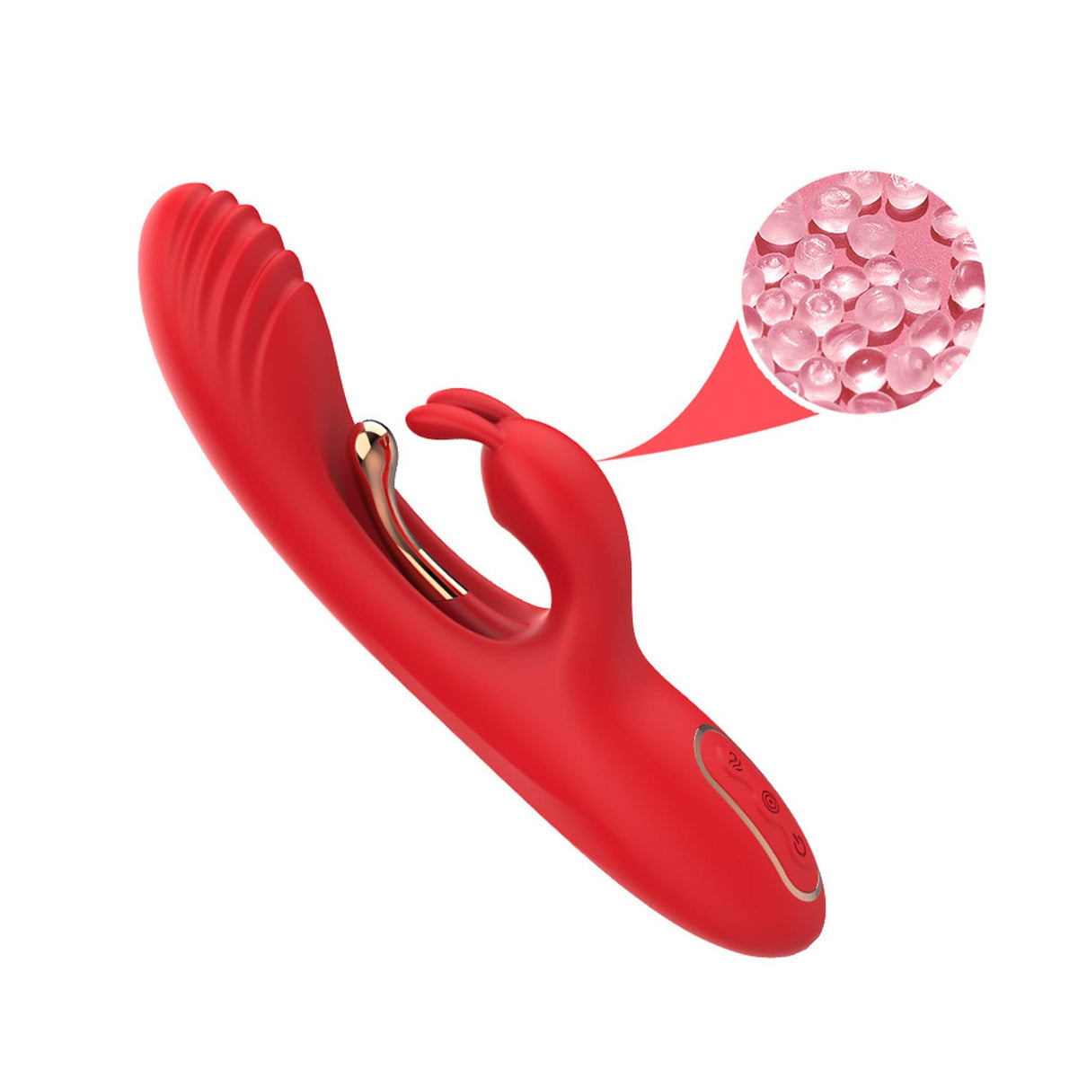 6-Wibrator króliczek czerwony trójpunktowy Crazy Horse USB 22 cm-6