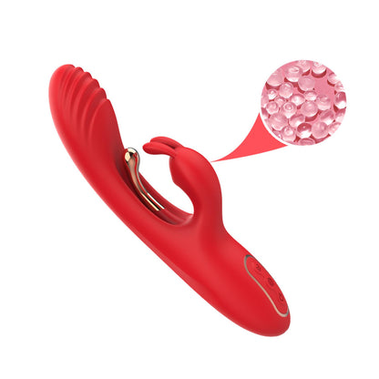 6-Wibrator króliczek czerwony trójpunktowy Crazy Horse USB 22 cm-6