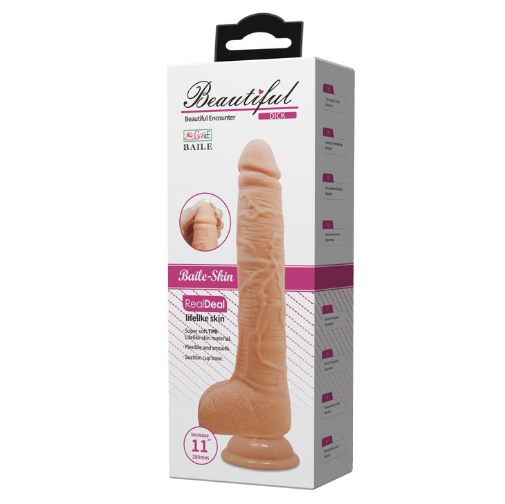 7-Dildo z cyberskóry Baile Beautiful DICK 11 cali cieliste-7