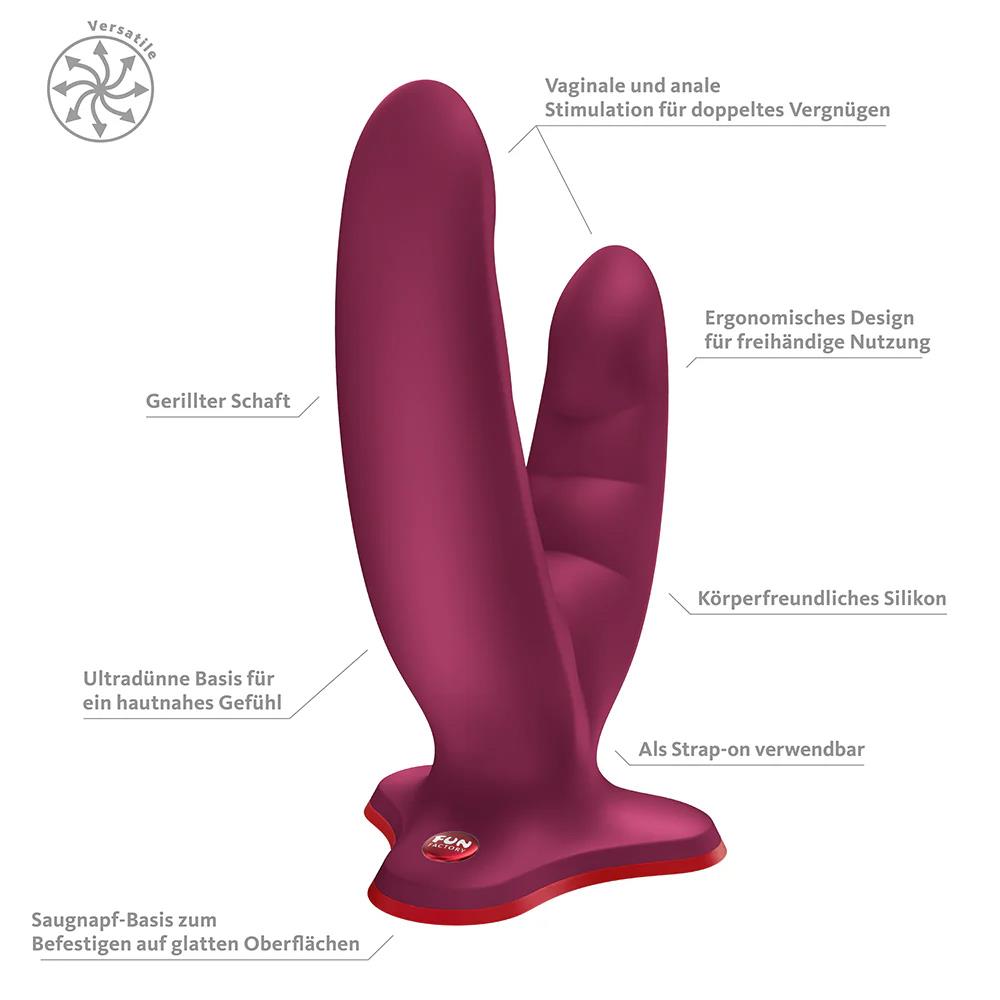 5-Dildo podwójne z przyssawką Fun Factory Ryde bordowe-5