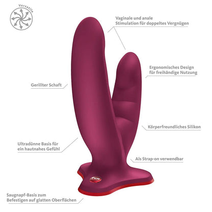 5-Dildo podwójne z przyssawką Fun Factory Ryde bordowe-5