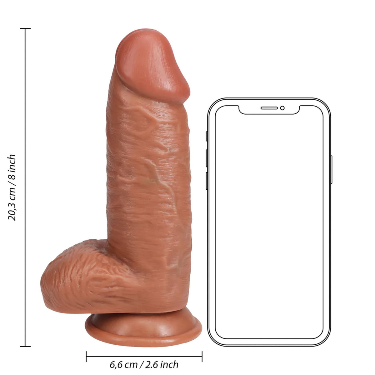 6-Dildo realistyczne RealRock grube z moszną cieliste 20 cm-6