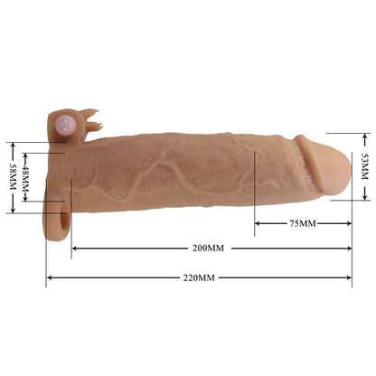 7-Przedłużka na penisa Pretty Love Xerxes wibrująca cielista 22 cm-7