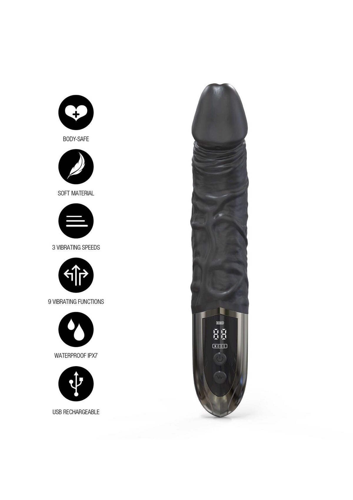 7-Wibrator analny Hidden Desire silikonowy 24,5 cm czarny 12 trybów-7