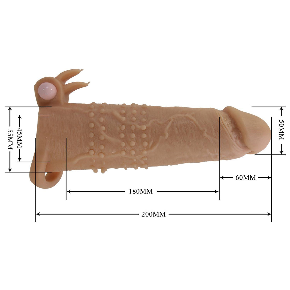 7-Wibrująca przedłużka na penisa Pretty Love 17 cm naturalna-7