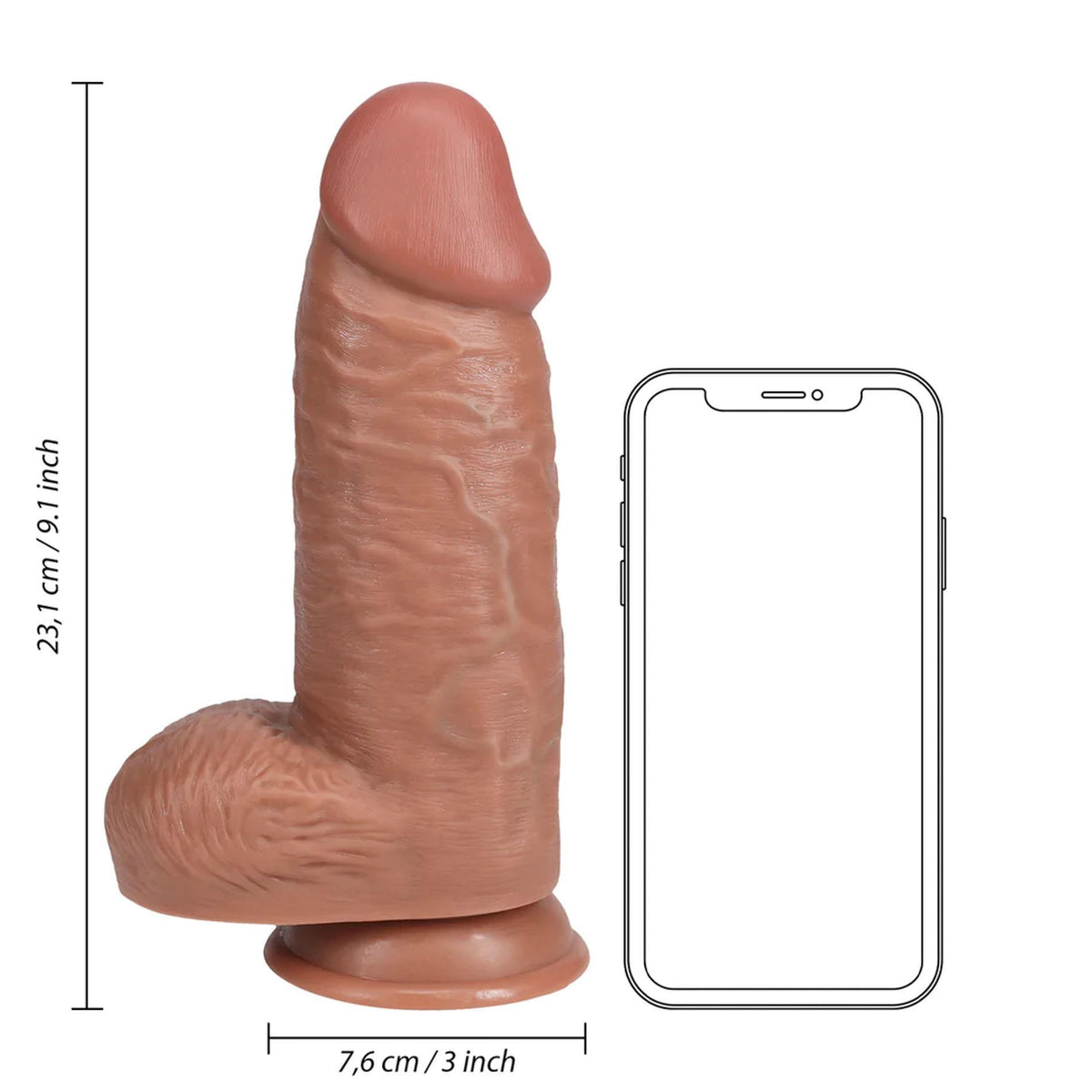 5-Dildo realistyczne RealRock grube z moszną 23 cm cieliste-5