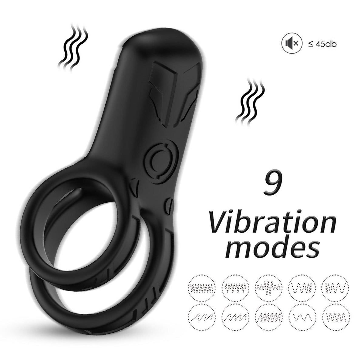 7-Pierścień wibrujący Mechao Black 9 funkcji USB-7