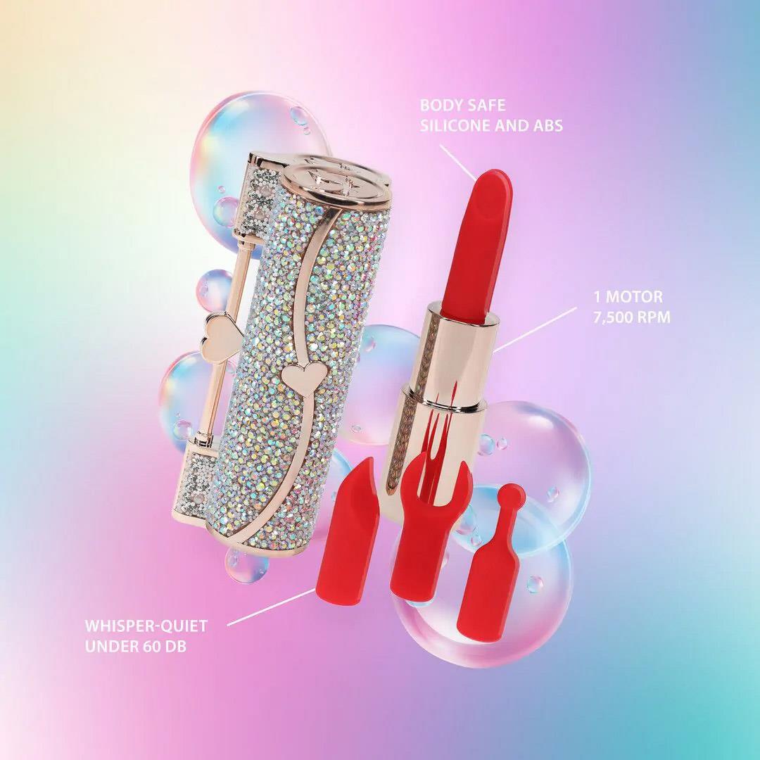 5-Wibrator szminka Loveline Sparkle iridescent z nakładkami-5