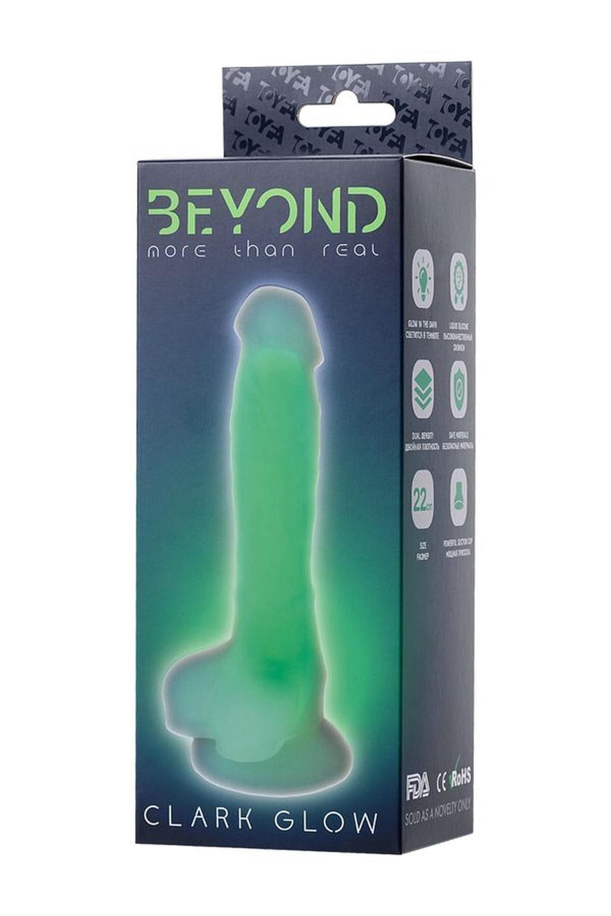 5-Dildo żelowe świecące Beyond by Toyfa Clark Glow zielone 16,5cm-5