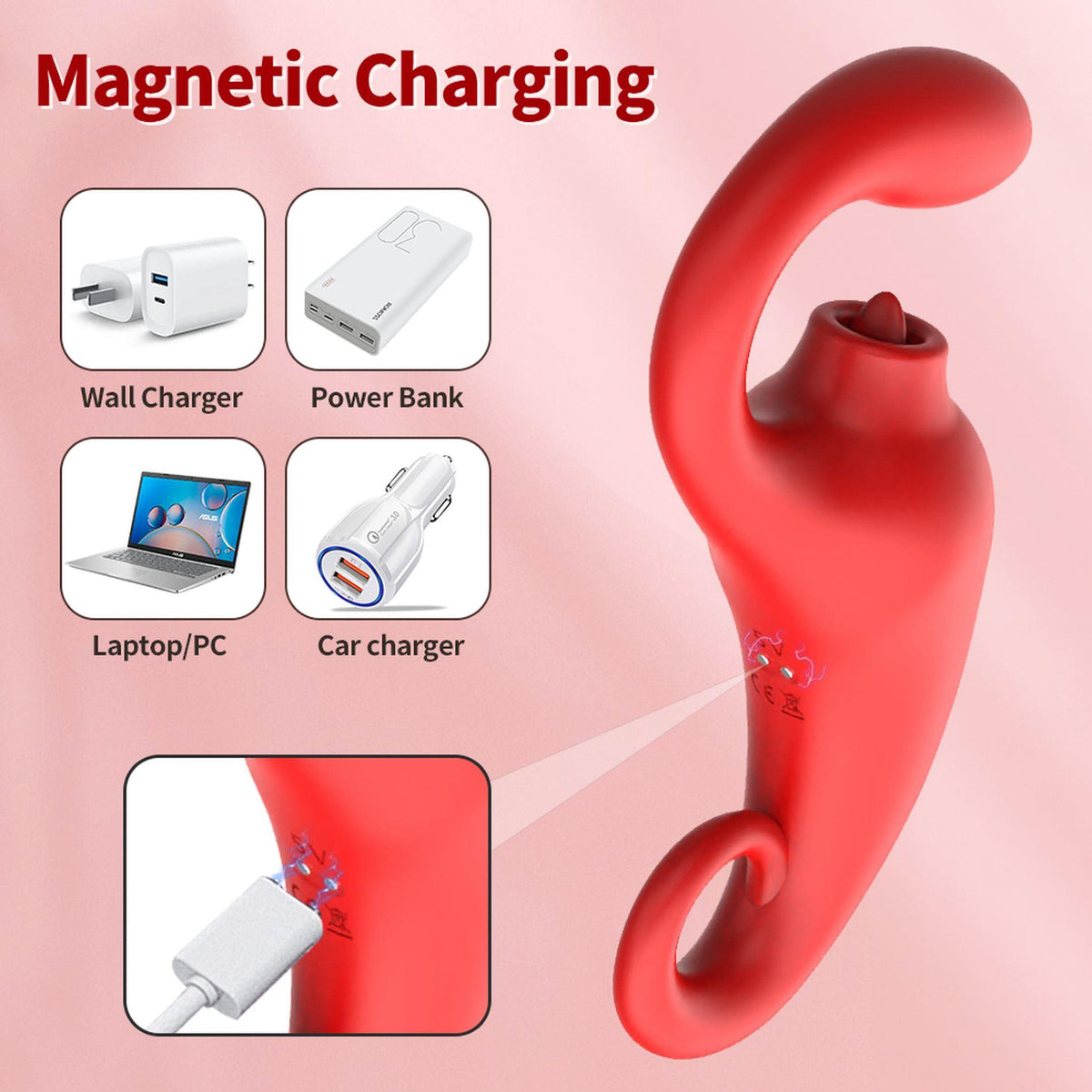 14-Silikonowy stymulator łechtaczki Merfi liżący języczek 10 wibracji USB-14