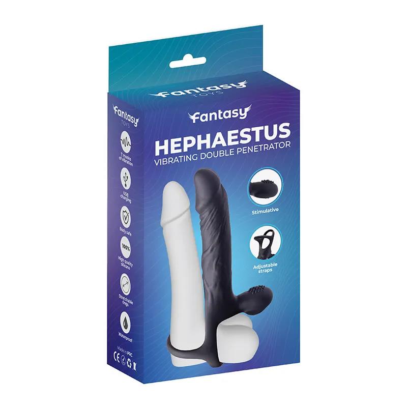 8-Dildo wibrujące do podwójnej penetracji Fantasy Hephaestus USB 19,5 cm-8