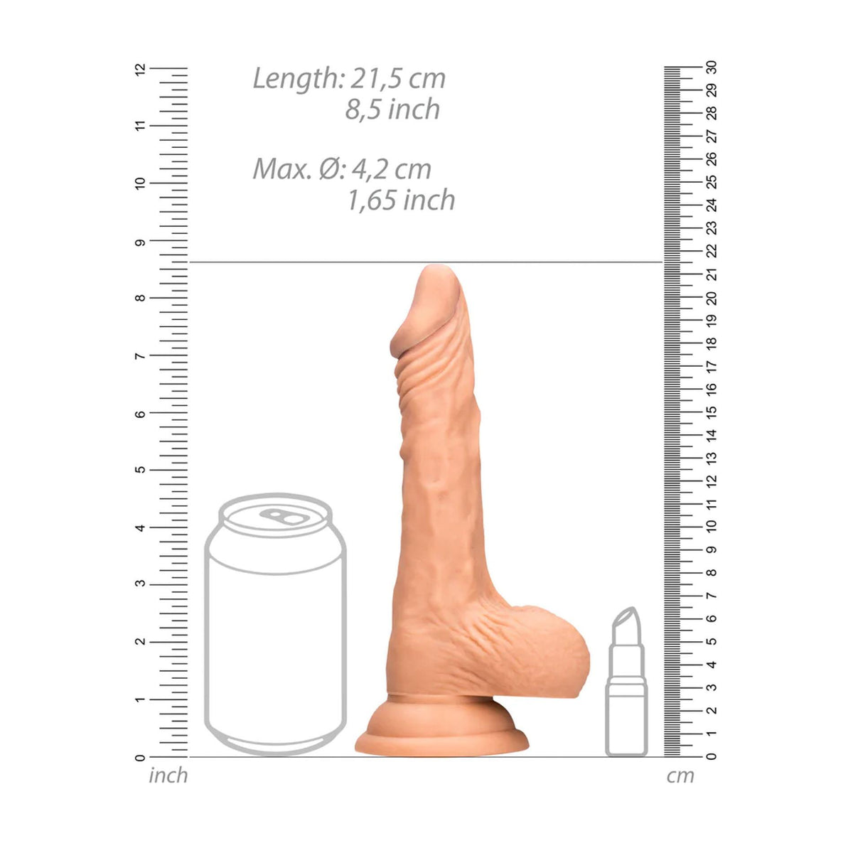 8-Dildo realistyczne RealRock z jądrami 21.5 cm-8