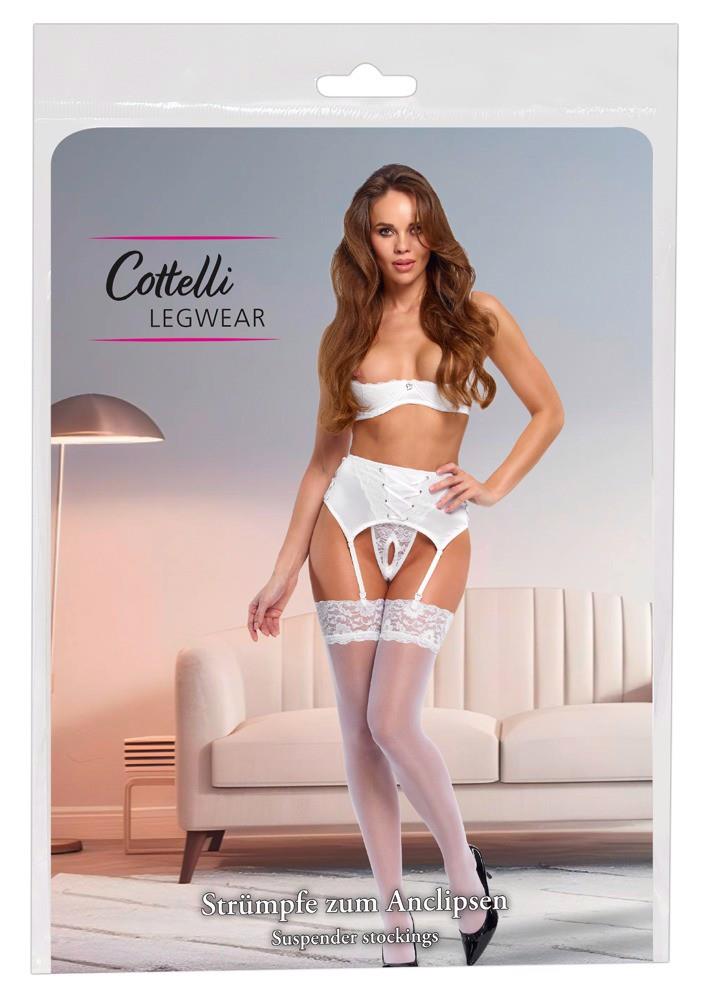 6-Pończochy Cottelli LEGWEAR białe z koronką L 20 den-6