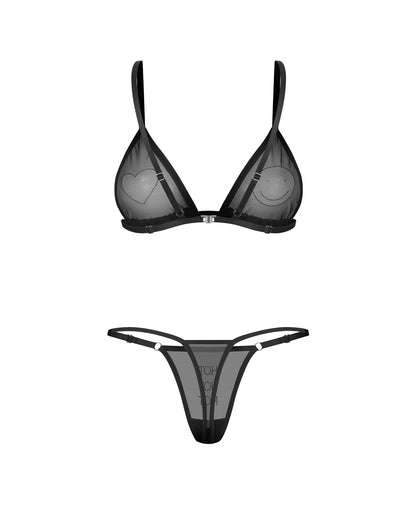 7-Komplet bielizny erotycznej Wet Me Obsessive transparentny czarny L/XL-7