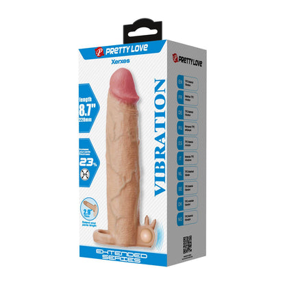 6-Przedłużka na penisa Pretty Love Xerxes wibrująca cielista 22 cm-6