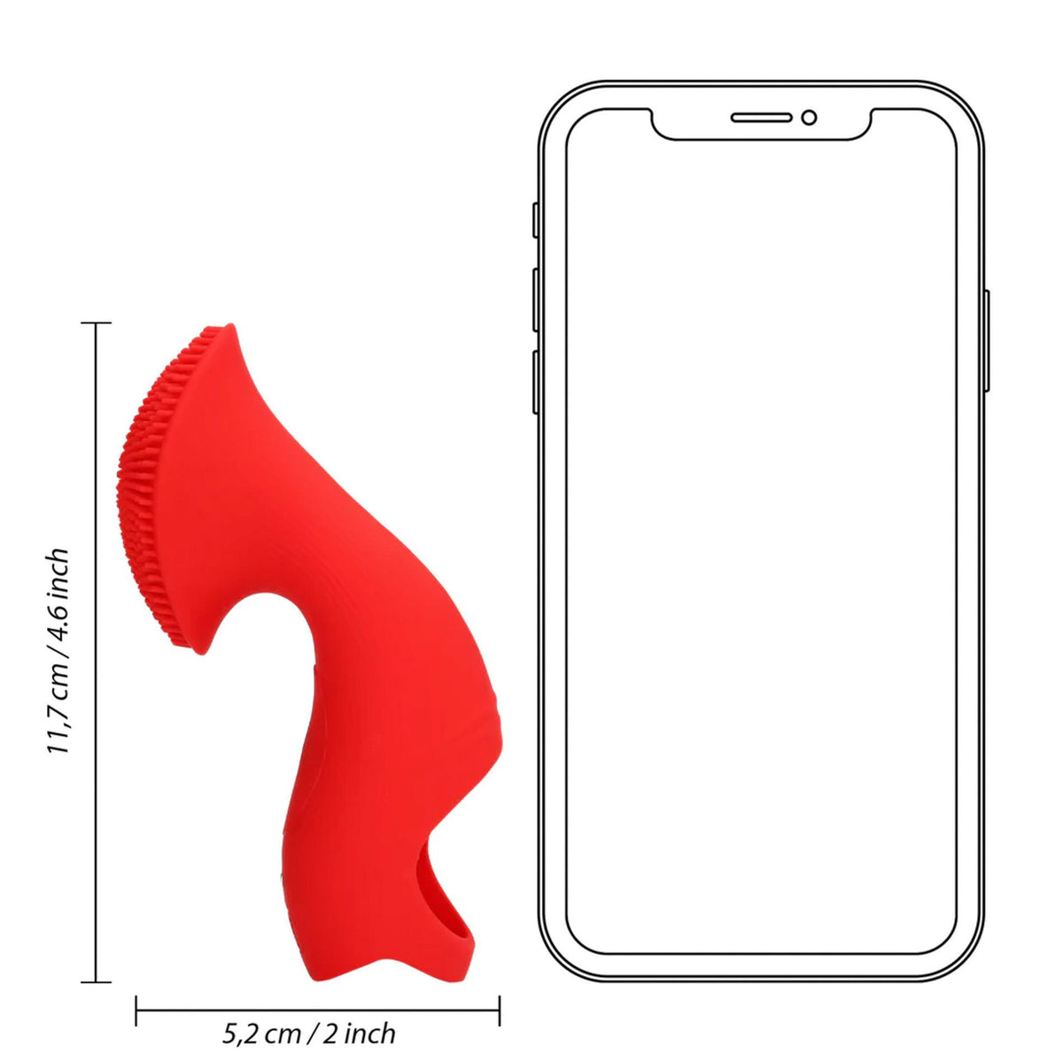 6-Mini wibrator na palec teksturowany Loveline czerwony 12 cm-6