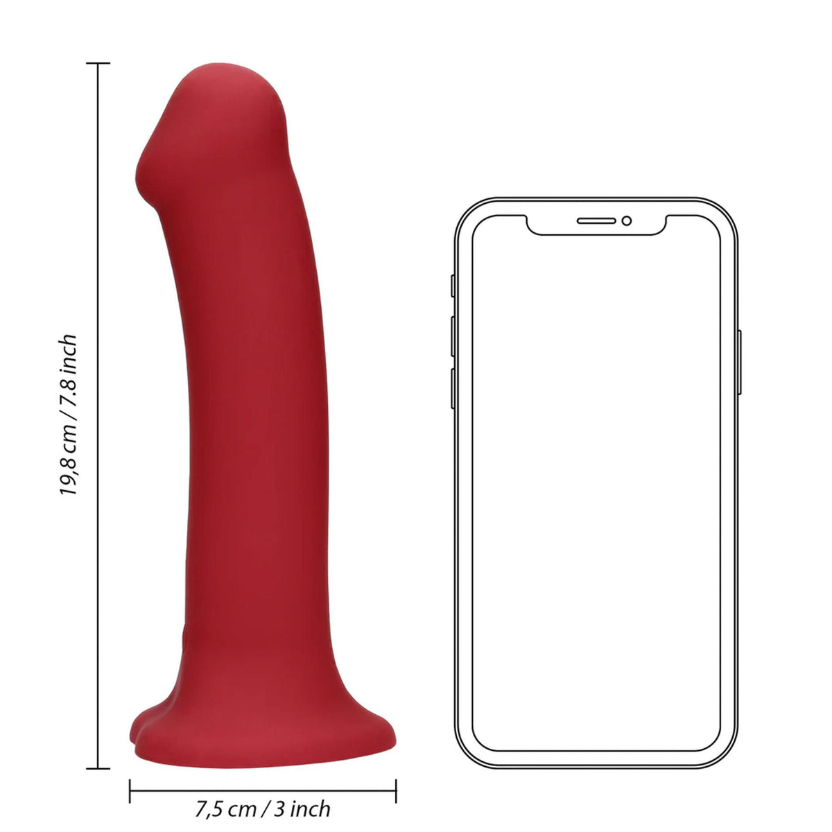 8-Duże wibrujące dildo silikonowe Loveline malinowy czerwony 20 cm-8