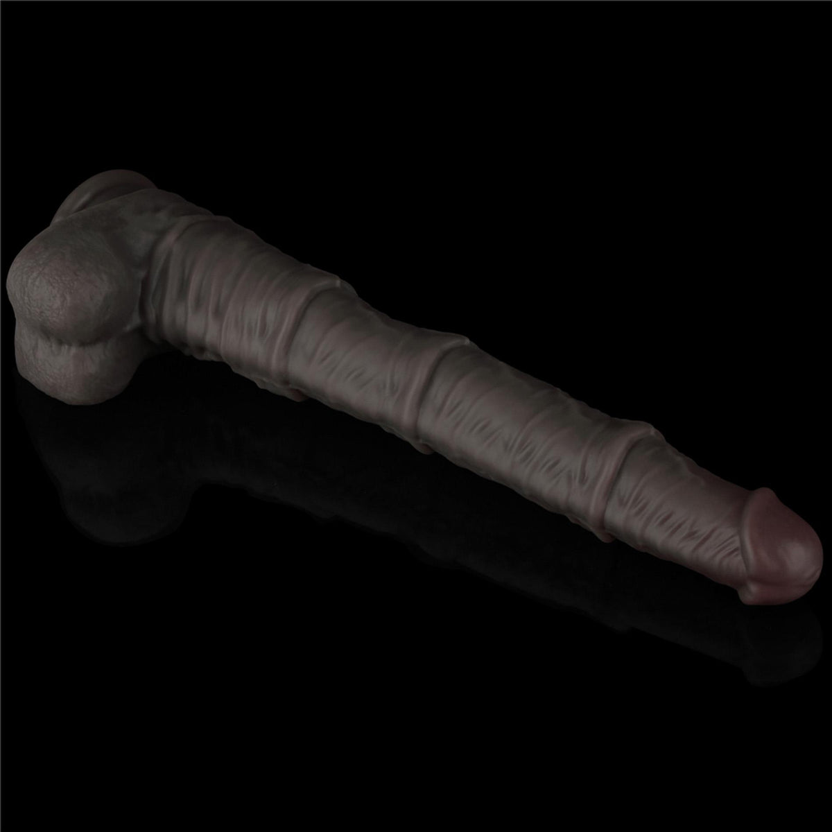 6-16'' Dual Layered Bendable Silicone Cock XXL(Black)-6
