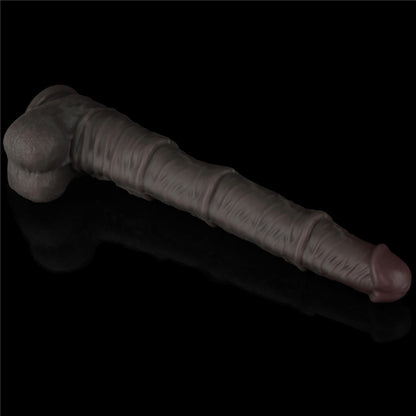 6-16'' Dual Layered Bendable Silicone Cock XXL(Black)-6