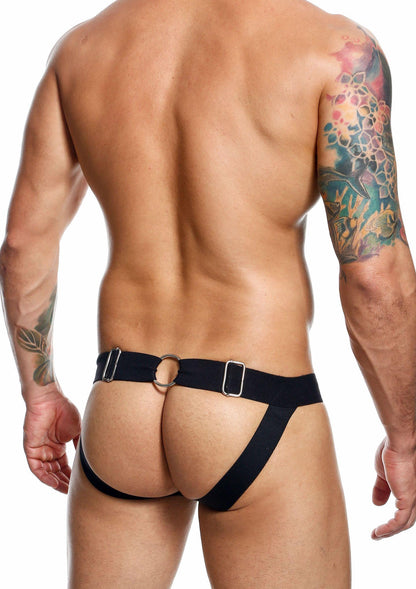 6-Jockstrap łańcuchowy MOB Eroticwear czarny ze skóry ekologicznej-6