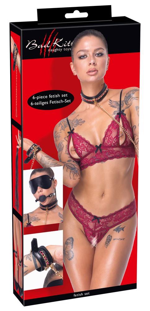 7-Zestaw bondage Bad Kitty 6 częściowy czarny ze złotymi akcentami-7