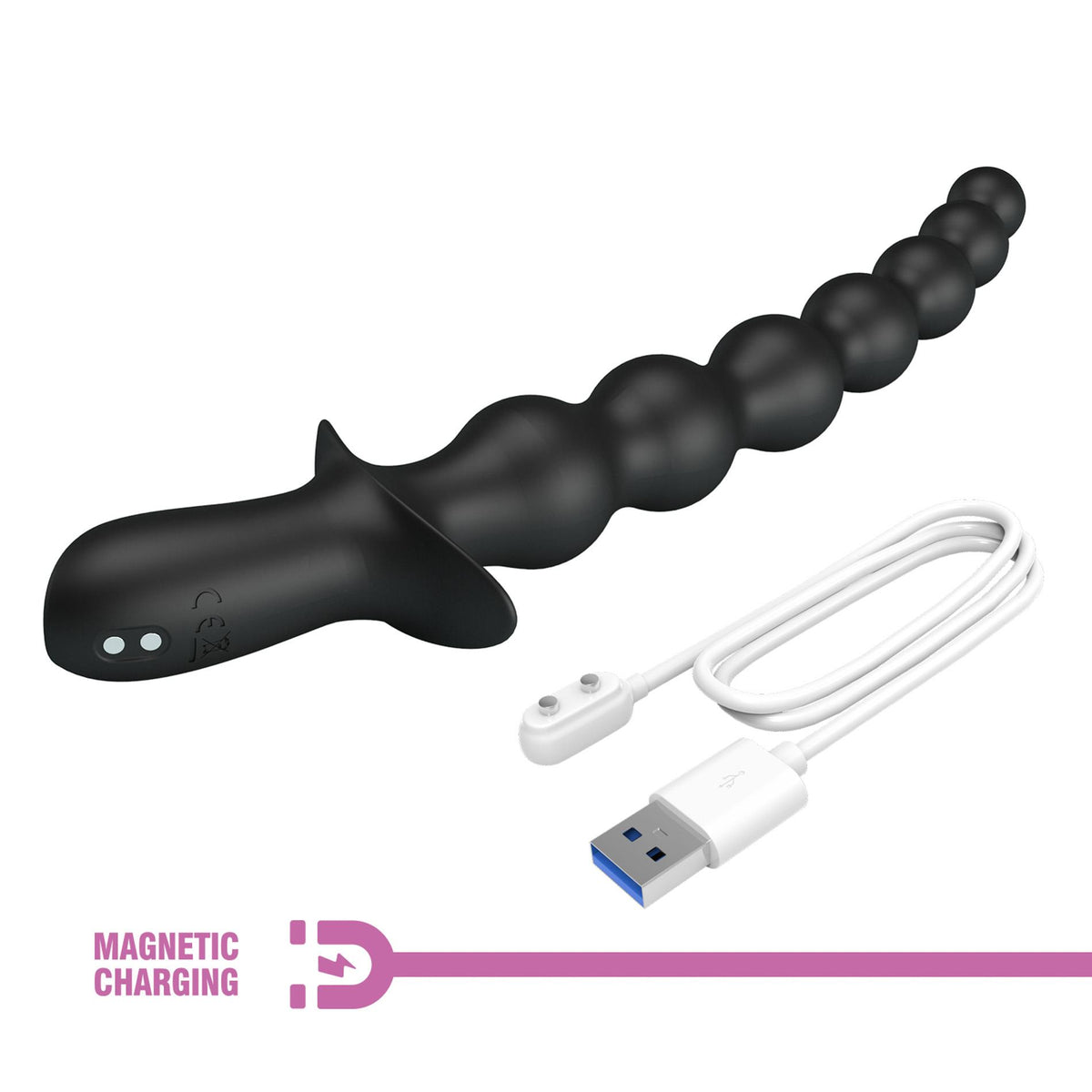 9-Pręt analny wibrujący Pretty Love Dedron czarny 25 cm USB-9