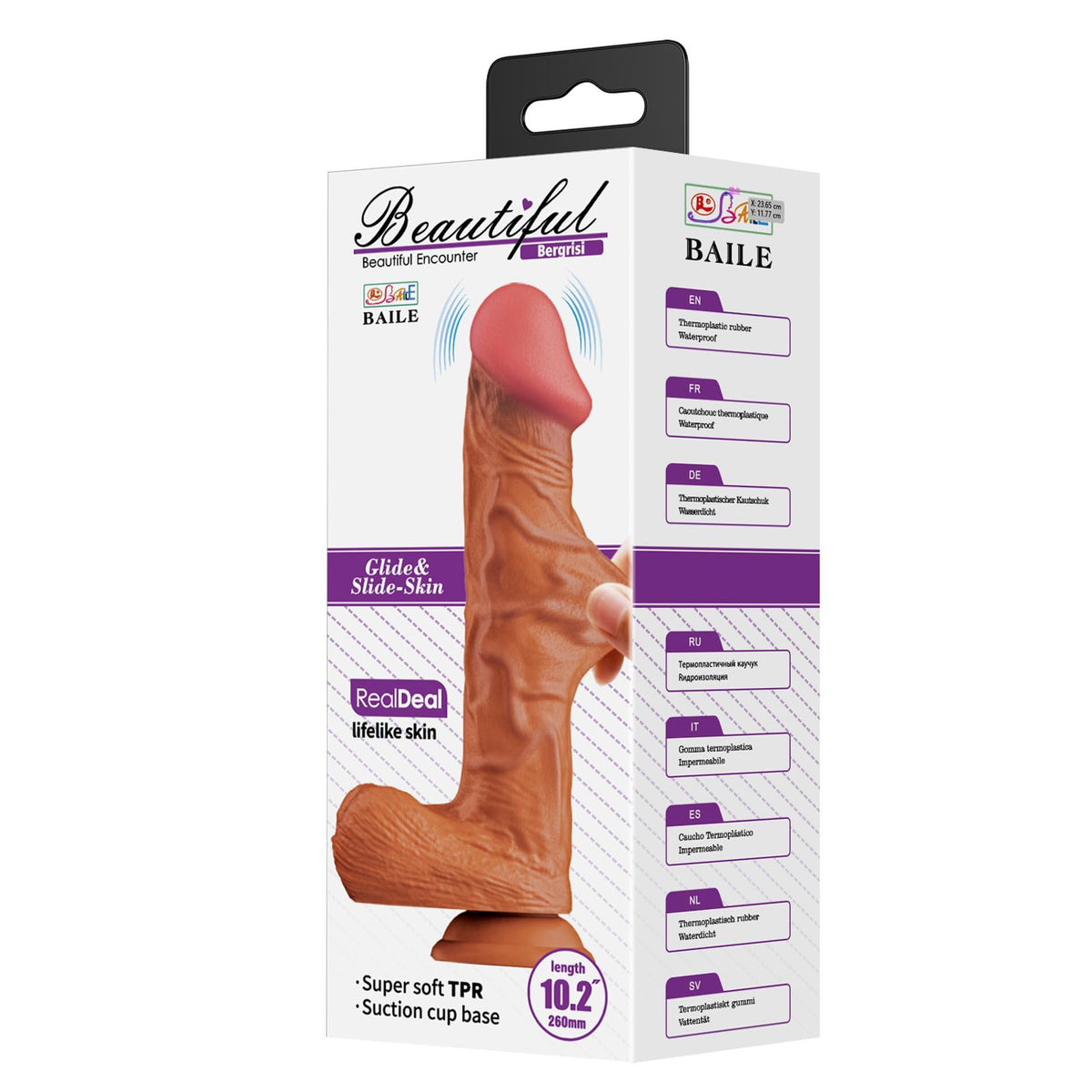 6-Dildo realistyczne Baile Buraq 24 cm wibrujące z przyssawką-6