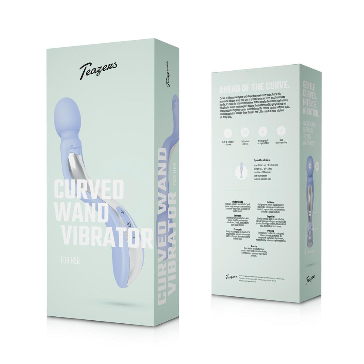 7-Wibrator wand zakrzywiony Teazers lawendowy USB-7