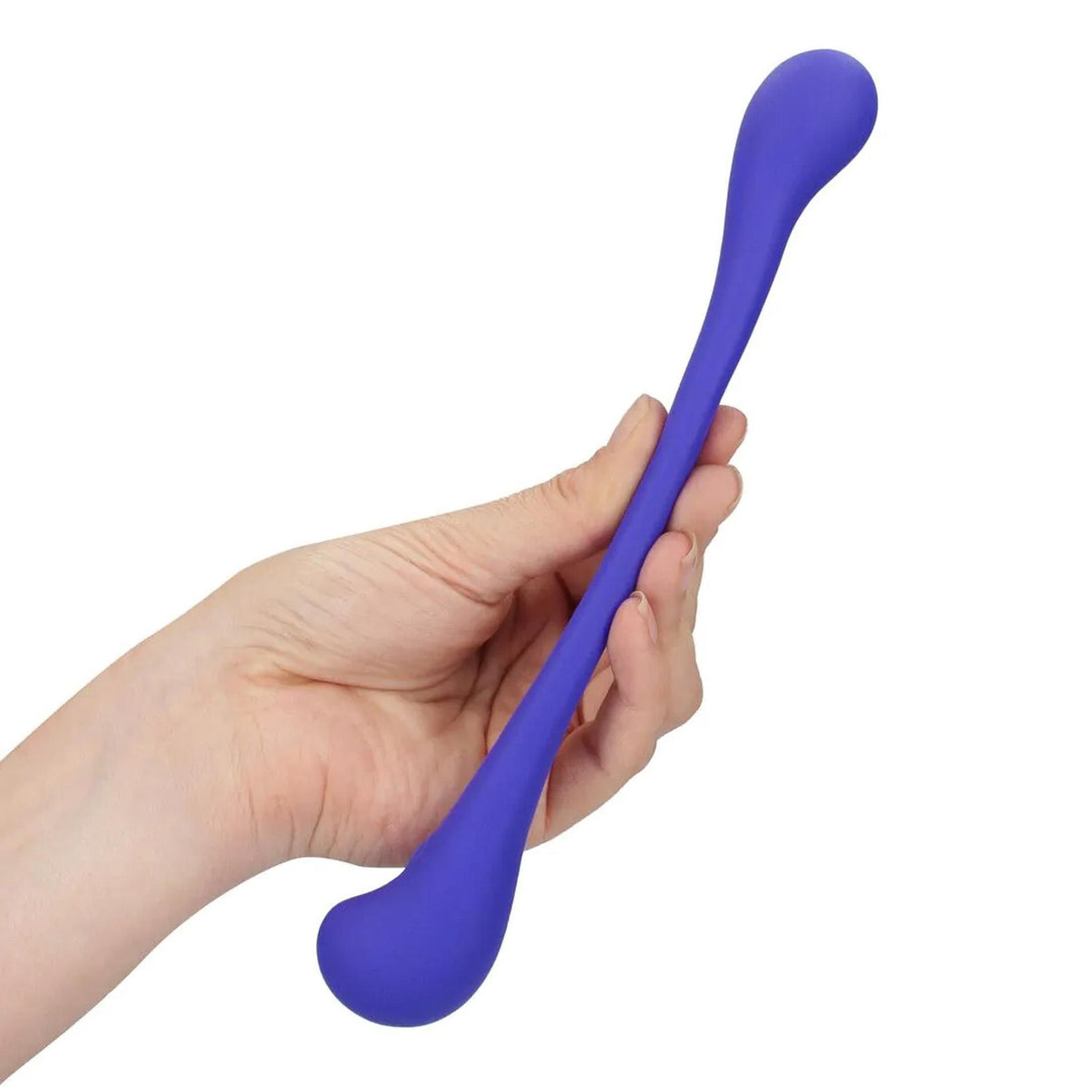 8-Dwustronny wibrator silikonowy giętki Loveline z pilotem fioletowy 23 cm-8