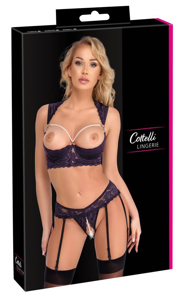 8-Komplet shelf bra Cottelli LINGERIE fioletowy 75B-8
