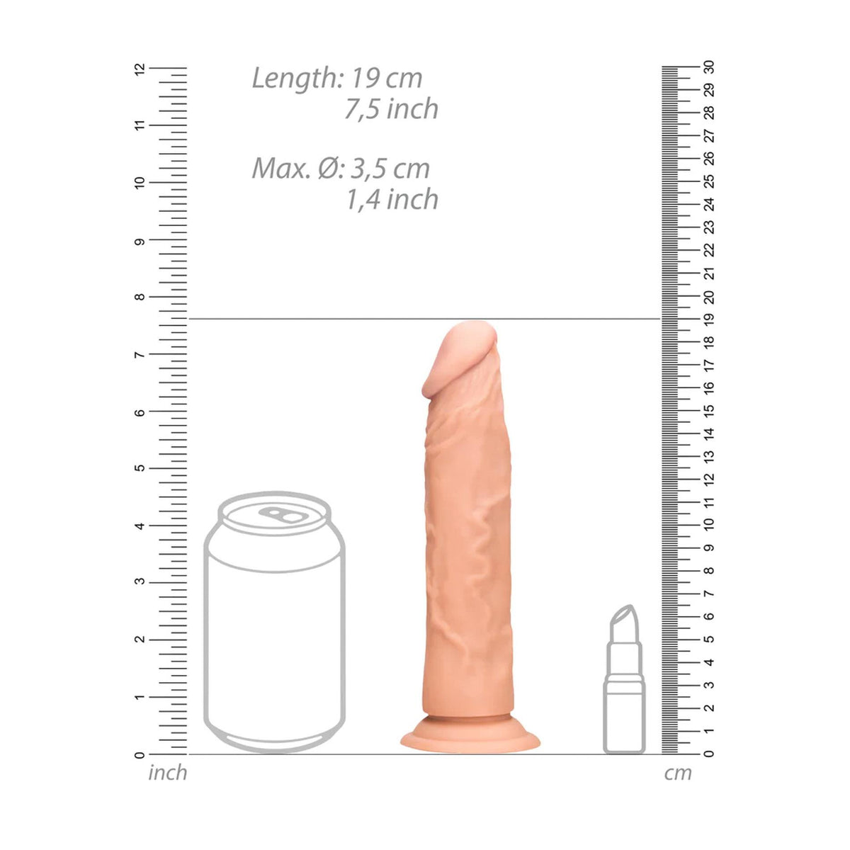 7-Dildo realistyczne RealRock bez jąder 19 cm-7