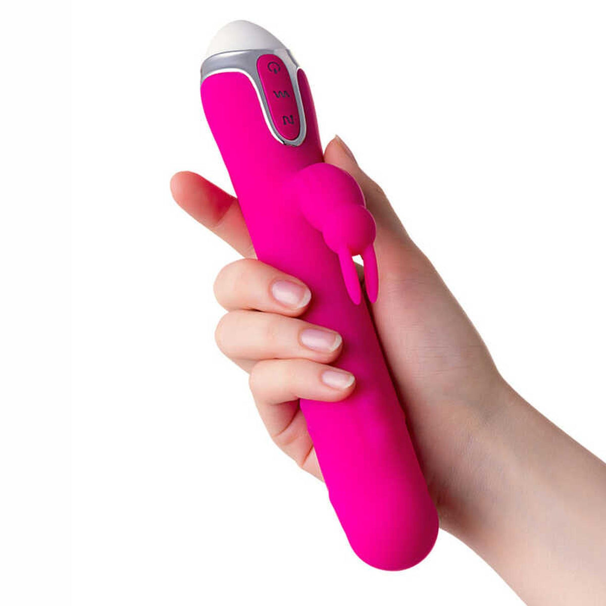6-Wibrator króliczek z ruchomymi kulkami JOS BALLE silikonowy różowy 23 cm-6