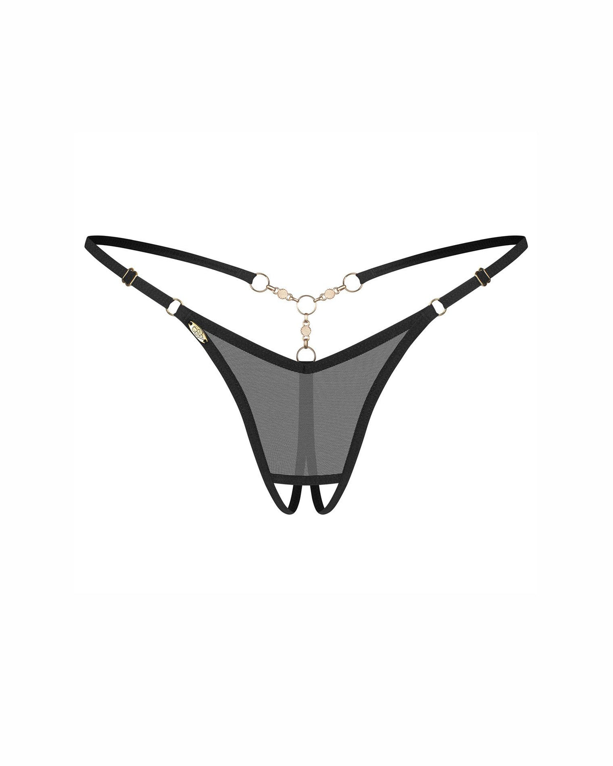 8-Stringi otwarte Oxaria z złotymi detalami Obsessive 2XL/3XL-8