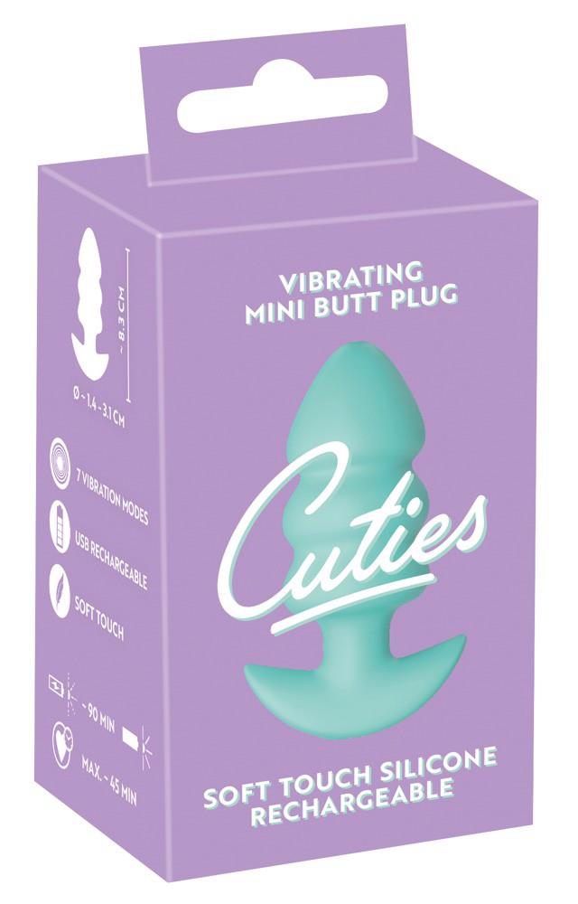 7-Mini korek analny wibrujący Cuties zielony USB-7