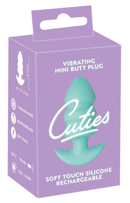 7-Mini korek analny wibrujący Cuties zielony USB-7