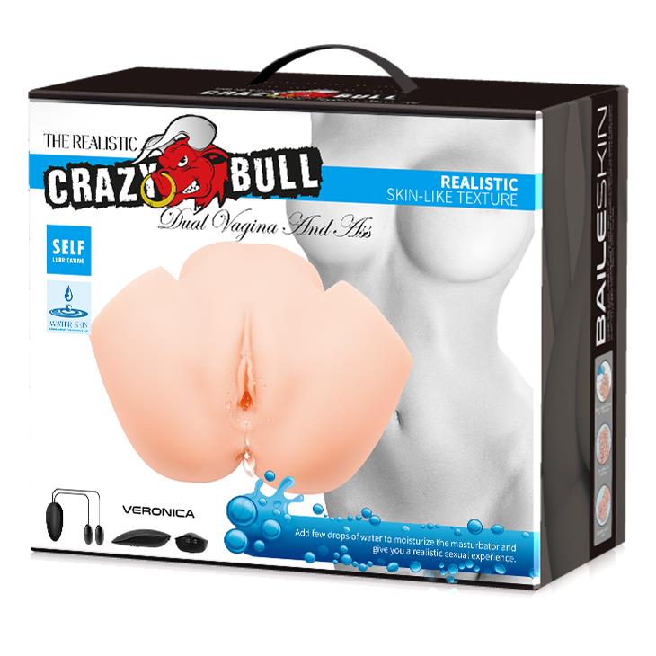 6-Masturbator wibrujący Crazy Bull Veronica z podwójnym wejściem cielisty AAA-6