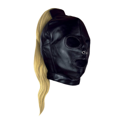 8-Maska BDSM z blond kucykiem Ouch! czarna 55 cm-8