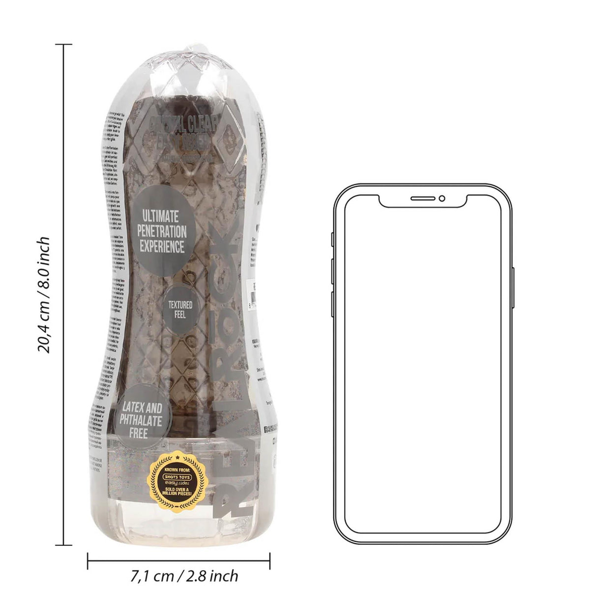 8-Masturbator teksturowany RealRock TPE czarny 21 cm-8