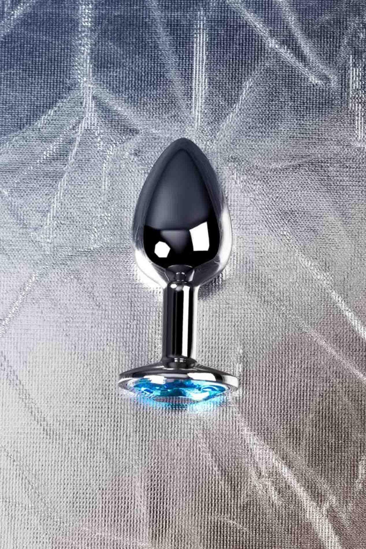 8-Korek analny metalowy TOYFA Metal srebrny z topazem 7 cm-8
