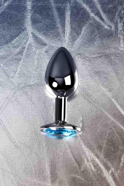 8-Korek analny metalowy TOYFA Metal srebrny z topazem 7 cm-8